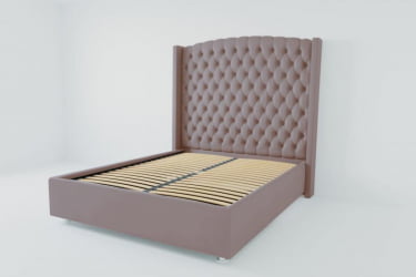 Мягкая интерьерная кровать "Берлин Люкс" с ортопедическими латами (металл) Материал фасада: Велюр; Спальное место: 900х2000 мм; Цвет фасада: Темно серый; Цвет корпуса: Темно серый 