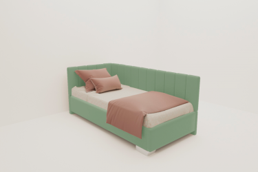 Подростковая кровать ТЕРРА БЕЗ ОСНОВАНИЯ (BERHOUSE) Цвет фасада: Мятный; Материал фасада: Металл/Велюр; Спальное место: 800х2000 мм