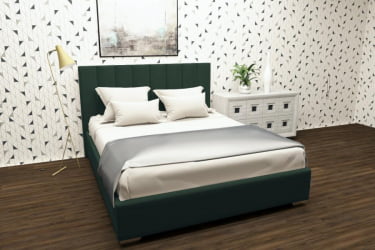 Кровать 160 на 200 Терра с ортопедическим основанием Цвет фасада: Зеленый; Материал фасада: Металл/Велюр; Спальное место: 1600х2000 мм
