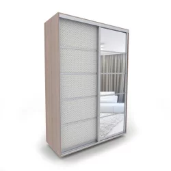 Шкаф-купе с зеркалом в прихожую Акцент-Квадро КВ 1400х600 Шимо светлый/Хром