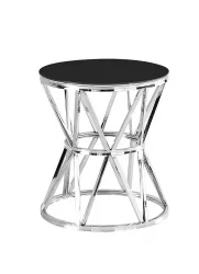 Журнальный стол ВИВА 50кс50 Серебро (стекло черное) / 50x50