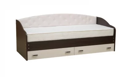 Кровать с мягким элементом Софа №7 900*1900 Дуб Молочный/Венге/Кожзам Венге