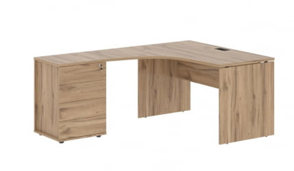 Стол эргономичный с тумбой левый ЕДИС ЕДCЕТ 1318 Л Дуб Денвер светлый Черный / EDIS EDCET L