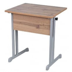 Парта одноместная прямые углы (рост 6) Серый/Металл Серый