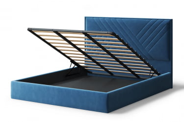 Кровать МИРА 2000*1400мм (без опор), велюр Бренди лайт 08 (синий), (б/основания, б/матраса)