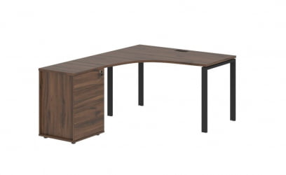 Стол эргономичный с тумбой левый ЕДИС ЕУCЕТ 1318 Л Дуб Денвер темный Черный / EDIS EUCET L