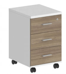 Тумба мобильная с тремя ящиками Сигма СГ.612.ВХ.ОД Белый Дуб темный / Sigma SG.612.WH.OD