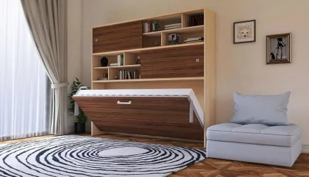 Односпальная кровать Смарт 3 с полками Белая шагрень