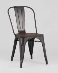Стул Tolix Wood 850 Черная патина с золотом