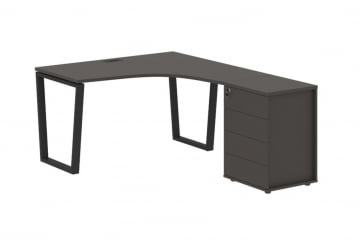 Стол эргономичный с тумбой правый EDIS EVCET 1318 R Мокко Черный