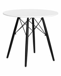 Стол обеденный DOBRIN CHELSEA 80 BLACK (столешница белая, основание черное)