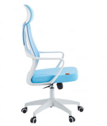 Кресло руководителя CХАИРМАН CХ636 ткань/сетка голубой, белый пластик (М) / CHAIRMAN CH636 (M)