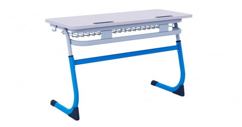 Парта двухместная регулируемая по высоте СМАРТЙ (рост 3-5) Голубой/Серый / SMARTY