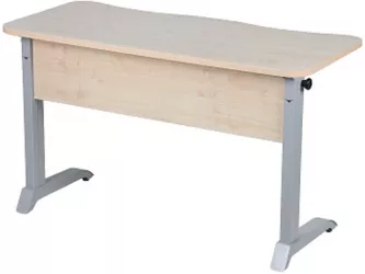 Парта двухместная эргономичная (рост №6) Белая ЛДСП/Серая кромка/Металл Серый