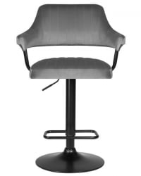 Стул барный ДОБРИН CХАРЛЙ БЛАCК (серый велюр (МДЖ9-75)) 2 шт / DOBRIN CHARLY BLACK (MJ9-75))