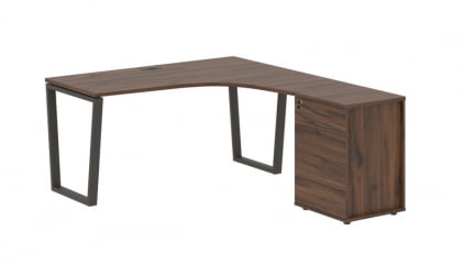 Стол эргономичный с тумбой правый EDIS EVCET 1518 R Дуб Денвер темный Мокко