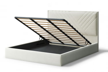 Кровать МИРА 2000*1600мм (без опор), велюр Бренди лайт 02 (серо-белый), (б/основания, б/матраса)