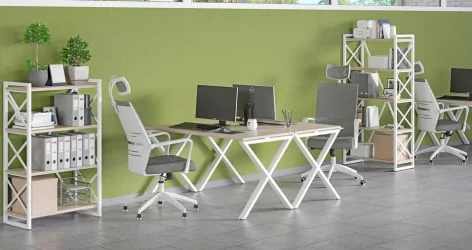Стол рабочий LOFT VR.L-SRX-2.7 Металл белый Денвер светлый