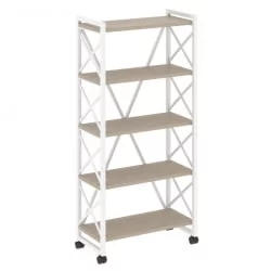 Стеллаж на колесных опорах - 5 полок LOFT VR.L-MST.K-5.8 Металл белый Дуб Аттик