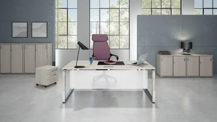 Стол рабочий, прямолинейный три опоры, левый GLOSS LINE НСТЛ-О.974 Ivory