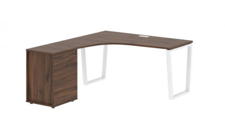 Стол эргономичный с тумбой левый ЕДИС ЕВCЕТ 1518 Л Дуб Денвер темный Белый / EDIS EVCET L