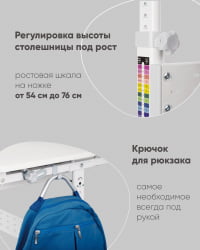 Школьная парта E601 Белый