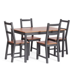 Обеденный комплект Соната (стол + 4 стула) / Sonata dining set массив сосны, стол: 120х75х73см стул :41х50х95см, антик /графит