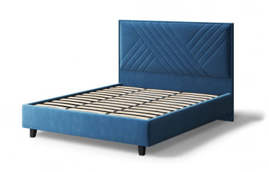 Кровать МИРА 2000*1800мм (на опорах), велюр Бренди лайт 08 (синий), (б/основания, б/матраса)