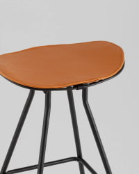 Стул полубарный ДЖеррй ПБ черный с коричневой подушкой / Jerry