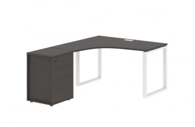 Стол эргономичный с тумбой левый EDIS EQCET 1318 L Мокко Белый