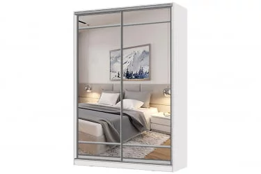Белый шкаф-купе с зеркалом Виктория 1600х584х2300, Белый 16ДЗЗЗДЗЗЗ-ПШ-Б 310-394