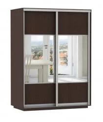 Шкаф-купе со стеклом Экспресс Дуо Комби 1600х2200h Венге