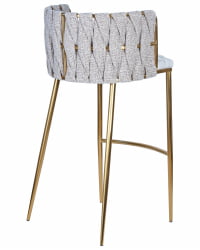 Стул барный DOBRIN EMMA GOLD (белый PU (T-01), белая ткань (F-49))