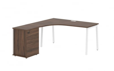 Стол эргономичный с тумбой (левый) EDIS ELCET 1518 L Дуб Денвер темный Белый