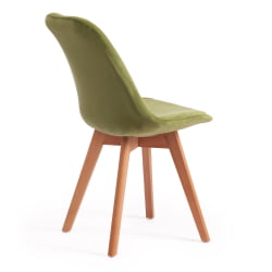 Стул TULIP SOFT (mod. 74) / 1 шт. в упаковке вельвет/дерево , 54 х 47 х 83 см , зеленый (HLR 54)/натуральный
