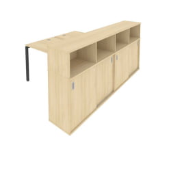 Рабочая станция с опорным шкафом-купе Метал Сйстем Б.РС-СШК-4.2 Акация/Антрацит / Metal System