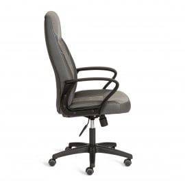 Кресло ИНТЕР (24) кож/зам/флок/ткань, серый/металлик, C-36/29/ТВ-12 / INTER C-36/29/TW-12