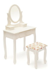 Туалетный столик с зеркалом и табуретом Secret De Maison COIFFEUSE ( mod. HX15-075 ) дерево павловния, мдф, 70x40x130см / 36x38x44см, butter white (слоновая кость)
