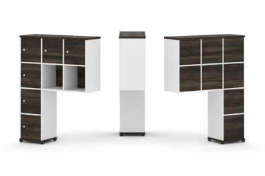 Надставка на стол высокая односторонняя + задняя стенка (8 шт.) + распашной фасад (6 шт.) CONCEPT CN.ONV-009 Дуб Мали Белый бриллиант Черный металл