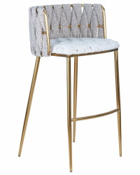 Стул барный DOBRIN EMMA GOLD (белый PU (T-01), белая ткань (F-49))