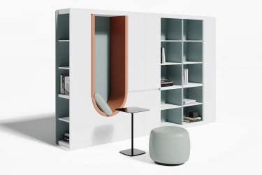 Композиция шкаф высокий со стеллажами и мягкой нишей АРТ906.У604 / ART906.U604