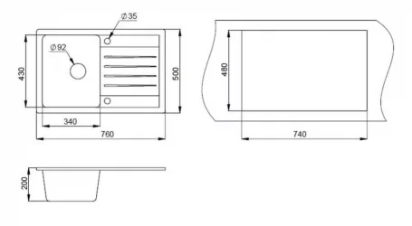 Кухонная мойка STANDART 7602 Белый