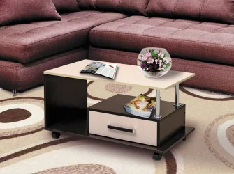 Журнальный столик на колесиках журнальный №13 Венге/Дуб молочный