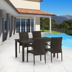 Комплект плетеной мебели T256A/YC379A-W53 Brown 4Pcs + подушки на стульях