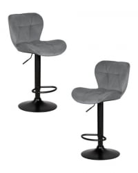 Стул барный ДОБРИН БАРНЙ БЛАCК (серый велюр (МДЖ9-75)) 2 шт / DOBRIN BARNY BLACK (MJ9-75))