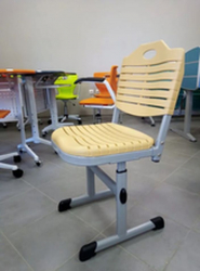 Ученический стул пластиковый (рост 3-5) Бежевый/Каркас серый