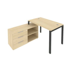 Рабочая станция на П-образном м/к с опорной тумбой левая Metal System Б.РС-СТС-2.2 Л Акация/Антрацит