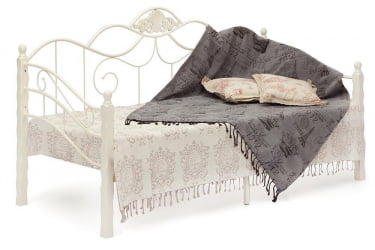 Кровать CANZONA дерево гевея/металл, 90*200 см (Day bed), Белый (butter white)