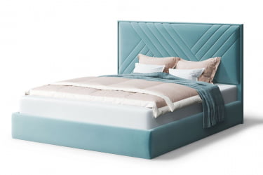 Кровать МИРА 2000*1200мм (без опор), велюр НЕО 22 (бирюзовый), (б/основания, б/матраса) / NEO