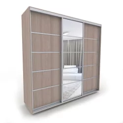 Трехстворчатый шкаф Акцент-Квадро Д 1500х600 Шимо светлый/хром